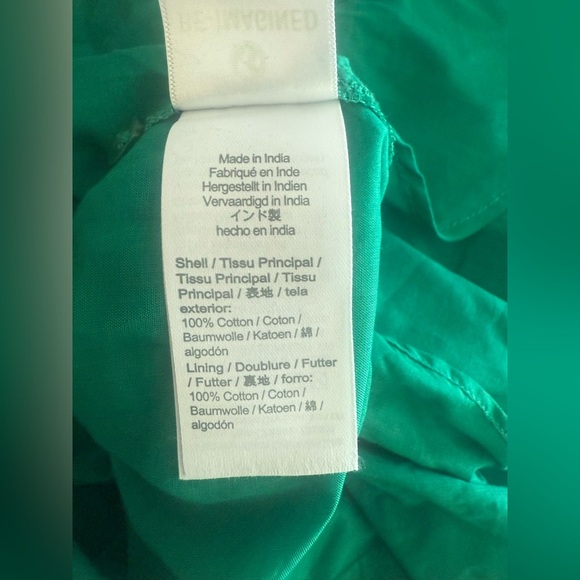 J. Crew Tie-waist 100% Cotton Voile Midi Dress Green Women’s Size 8 - Picture 5 of 5